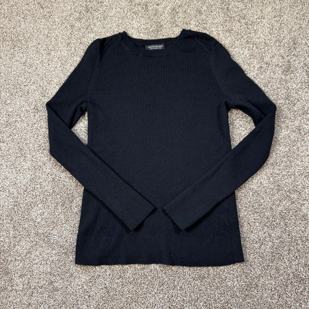 Banana Republic 100% Extra Fine Merino Wool Pullover Ribbed Knit Sweater Medium
